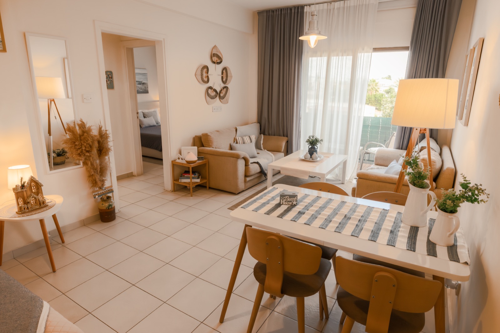 Living room with dining area — full apartment overview